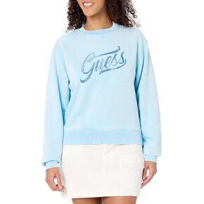 GUESS Women's Crew Neck Stones Logo Sweatshirt