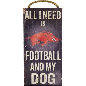 Fan Creations Arkansas Razorbacks 6" x 12" All I Need is Football and My Dog Wood Sign