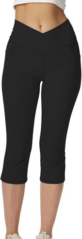Cicendy Women Flare Leggings with Side Pockets,Crossover Yoga Pants Bootleg High Waisted Stretchy Control Gym Workout Pants in Kuwait