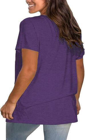 Plus Size Summer T Shirts Women Tops Short Sleeve Round Neck Casual Loose Fit Tee Tshirts Tunic in Kuwait