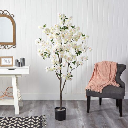 Nearly Natural 6ft. Cherry Blossom Artificial Tree, White in Saudi Arabia