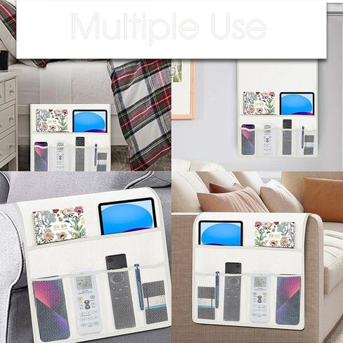 حامل جهاز التحكم عن بعد من Joywell لكرسي الكرسي بذراعين ومسند الذراع ومنظم للأريكة وكرسي بذراعين مع 6 جيوب لتخزين المجلات والكمبيوتر اللوحي والهاتف والآيباد وجيوب شبكية، أبيض in Kuwait