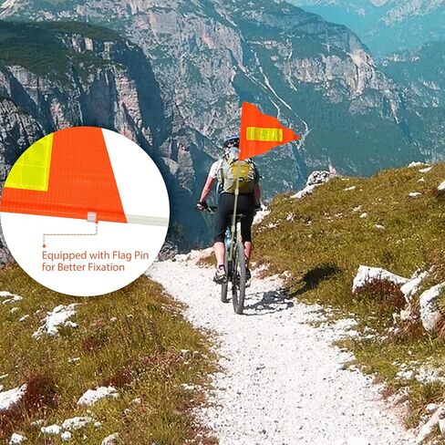 Tatuo 2 Sets Bike Flags with Pole, 6 Feet Height Adjustable Waterproof Orange Safety Flag Sturdy Fiberglass Bicycle Flag Pole for Kids Outdoor Cycling Supplies (Orange and Red,) in Saudi Arabia