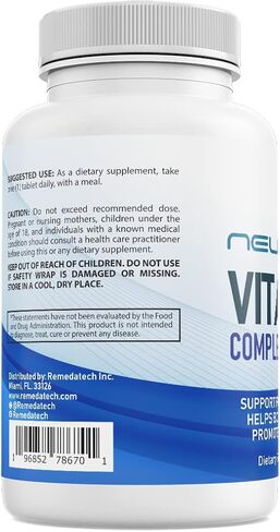 Vitamin B Complex and Folic Acid Contains All B Vitamins, Advanced Formula, Brain & Cognitive Support, Energy & Metabolism, Heart Health, 60 Tablets in Saudi Arabia