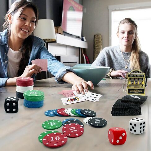 32 قطعة قم بإنشاء متعة ليلية فيغاس الخاصة بك مع مجموعة ألعاب الكازينو الصغيرة تتضمن رقائق البوكر الصغيرة والنرد والفتحات in Kuwait