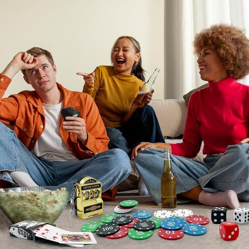 32 قطعة قم بإنشاء متعة ليلية فيغاس الخاصة بك مع مجموعة ألعاب الكازينو الصغيرة تتضمن رقائق البوكر الصغيرة والنرد والفتحات in Kuwait