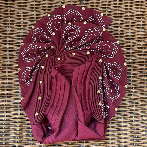 SugeGasa Nigerian Aso Oke Auto Gele Headties with Beads&Stones Already Made African Head Wrap Women Turban Cap Headbands in Kuwait