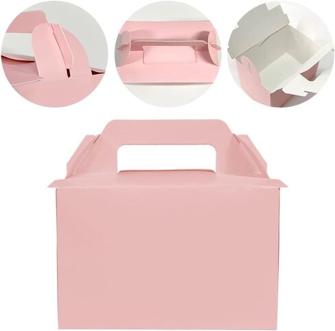 Slice Cake Case White Boxes with Handle - (50 Pack) 6.1" x 4.1" x 4.0" Disposable Paper Gable Box For Candy Boxes Party Favors Bakery Macaron Pasty Cookies Pie Piece Cupcake Muffins Containers in Saudi Arabia