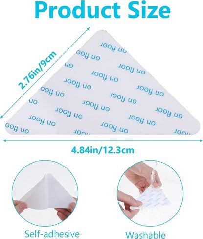 12 Pcs Gripper for Rug for Hardwood Floors, Rug Tape Double Sided Adhesive Carpet Tape Reusable Anti Slip Rug Grips for Area Rugs to Keep Rugs in Place - White in Saudi Arabia