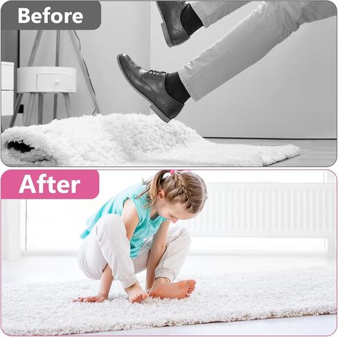 12 Pcs Gripper for Rug for Hardwood Floors, Rug Tape Double Sided Adhesive Carpet Tape Reusable Anti Slip Rug Grips for Area Rugs to Keep Rugs in Place - White in Saudi Arabia