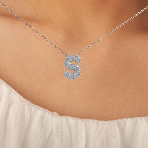 LCLMHJ Bubble Letter Necklace Dainty Balloon Initial Necklace for Womens Mens Iced Out Cubic Zirconia Letter A-Z Pendant Necklace in Saudi Arabia