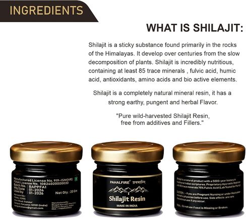 Pure Himalayan Organic Shilajit Resin Gold Grade | wild-harvested in India | Enhance Performance, Boost Stamina | Fulvic Acid, 85+ Trace Minerals |Men, Women | Natural, Vegan| 20Gm, Pack of 1 in Saudi Arabia