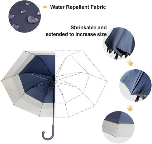 مظلة جولف مقاومة للرياح مقاس 62/64 بوصة، مظلة كبيرة جدًا ذات مظلة مزدوجة مزودة بفتحات تهوية ومفتوحة تلقائيًا للرجال والنساء in Kuwait