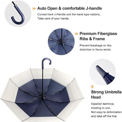 مظلة جولف مقاومة للرياح مقاس 62/64 بوصة، مظلة كبيرة جدًا ذات مظلة مزدوجة مزودة بفتحات تهوية ومفتوحة تلقائيًا للرجال والنساء in Kuwait