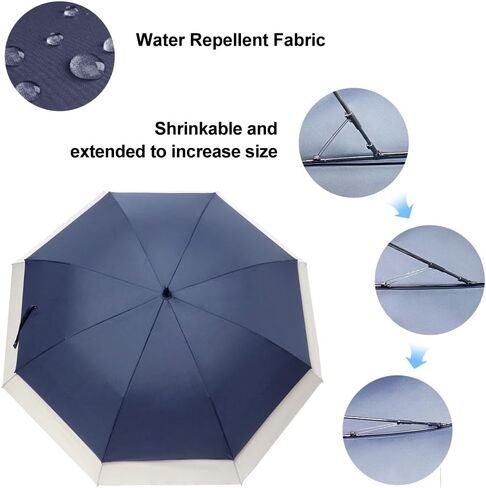 مظلة جولف مقاومة للرياح مقاس 62/64 بوصة، مظلة كبيرة جدًا ذات مظلة مزدوجة مزودة بفتحات تهوية ومفتوحة تلقائيًا للرجال والنساء in Kuwait