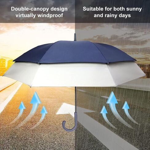 مظلة جولف مقاومة للرياح مقاس 62/64 بوصة، مظلة كبيرة جدًا ذات مظلة مزدوجة مزودة بفتحات تهوية ومفتوحة تلقائيًا للرجال والنساء in Kuwait