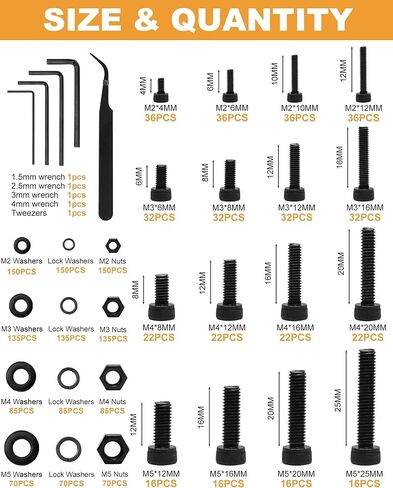 VIGRUE 1744PCS M2 M3 M4 M5 عرافة المقبس رئيس غطاء المسمار البراغي والصواميل عدة، ترقية الزنك مطلي 12.9 سبائك الصلب الصواميل والمسامير مجموعة متنوعة مسامير آلة متري in Kuwait