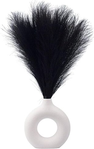 6 قطع من عشب بامباس الصناعي مقاس 17 بوصة/44 سم عشب بامباس الاصطناعي المنفوش 7 فروع لحفلات الزفاف وغرفة النوم وديكور المنزل البوهيمي (027 أسود) in Kuwait