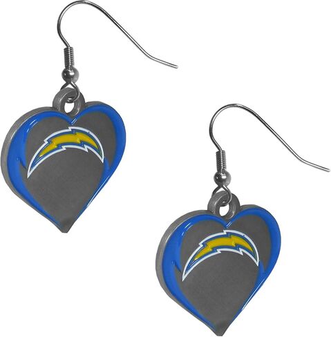 Siskiyou Sports NFL Los Angeles Chargers Heart Dangle Earrings, Team Colors,One Size in Saudi Arabia