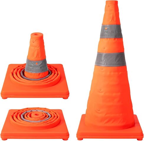 Collapsible Traffic Cone 1 Pack 18 inch Orange Road Parking Safety Cones with Reflective Collars Multi Purpose Pop-up Cones Extendable Safety Cone for RV Trailer Camper Parking Lot in Kuwait