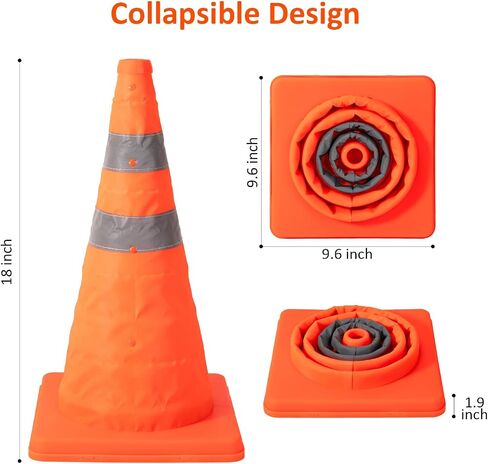 Collapsible Traffic Cone 1 Pack 18 inch Orange Road Parking Safety Cones with Reflective Collars Multi Purpose Pop-up Cones Extendable Safety Cone for RV Trailer Camper Parking Lot in Saudi Arabia