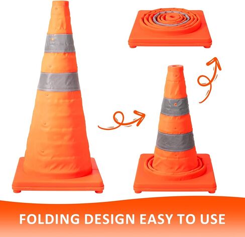Collapsible Traffic Cone 1 Pack 18 inch Orange Road Parking Safety Cones with Reflective Collars Multi Purpose Pop-up Cones Extendable Safety Cone for RV Trailer Camper Parking Lot in Kuwait