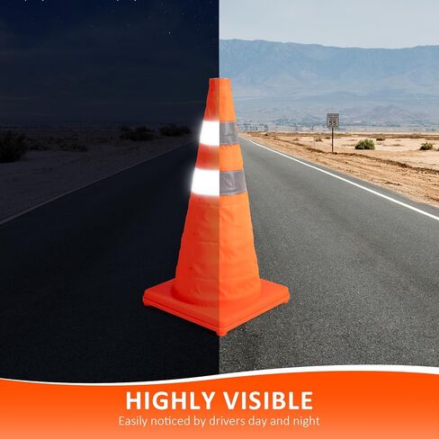 Collapsible Traffic Cone 1 Pack 18 inch Orange Road Parking Safety Cones with Reflective Collars Multi Purpose Pop-up Cones Extendable Safety Cone for RV Trailer Camper Parking Lot in Kuwait