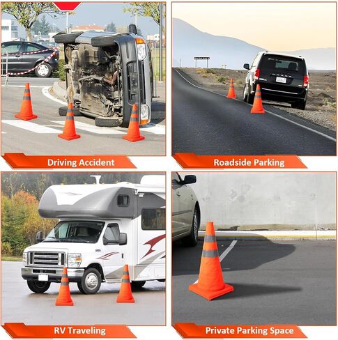 Collapsible Traffic Cone 1 Pack 18 inch Orange Road Parking Safety Cones with Reflective Collars Multi Purpose Pop-up Cones Extendable Safety Cone for RV Trailer Camper Parking Lot in Saudi Arabia