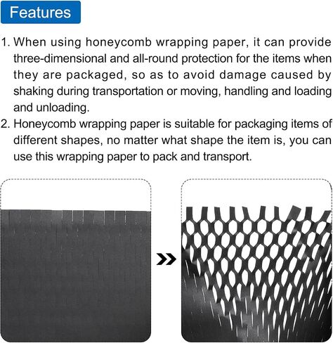 MECCANIXITY Honeycomb Packing Paper 20 Inch x 65.6 Feet Cushioning Wrap Rolls Packing Paper for Moving Shipping Packaging Gifts Black in Saudi Arabia