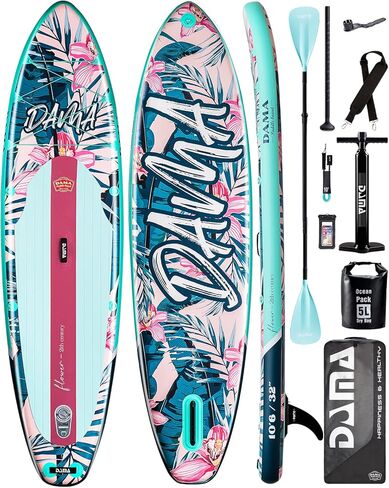 DAMA Stand Up Paddle Boards 10'6"*32"*6" Drop Stitch Inflatable Paddle Board Sup Boards Classic Flower W/Leash, Camera Mount, Hand Pump, for Surfing, Travling, Yoga in Kuwait