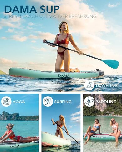 DAMA Stand Up Paddle Boards 10'6"*32"*6" Drop Stitch Inflatable Paddle Board Sup Boards Classic Flower W/Leash, Camera Mount, Hand Pump, for Surfing, Travling, Yoga in Kuwait