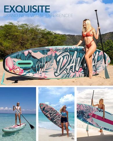 DAMA Stand Up Paddle Boards 10'6"*32"*6" Drop Stitch Inflatable Paddle Board Sup Boards Classic Flower W/Leash, Camera Mount, Hand Pump, for Surfing, Travling, Yoga in Kuwait