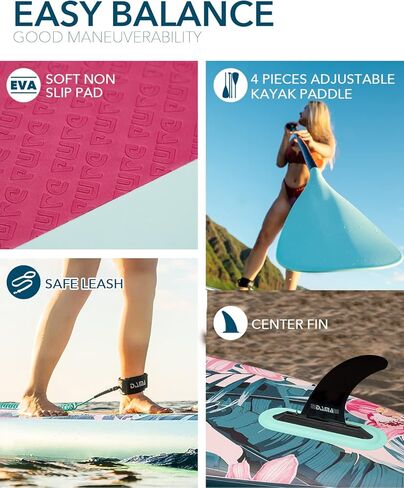 DAMA Stand Up Paddle Boards 10'6"*32"*6" Drop Stitch Inflatable Paddle Board Sup Boards Classic Flower W/Leash, Camera Mount, Hand Pump, for Surfing, Travling, Yoga in Kuwait