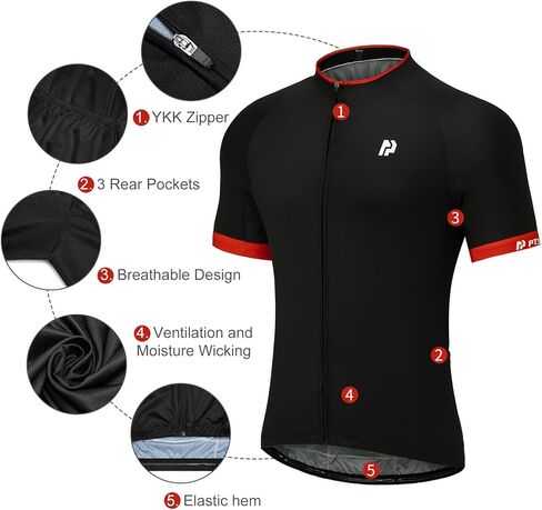 قميص رجالي لركوب الدراجات من الجيرسيه الأساسي بأكمام قصيرة، ملابس للدراجة، سحاب كامل مع جيب، قمصان ركوب الدراجات سريعة الجفاف in Kuwait