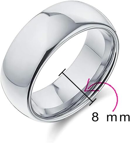 Plain Simple Wide Dome Black Or Silver Couples Titanium Wedding Band Ring For Men For Women Comfort Fit 8MM Size 5-14 in Saudi Arabia