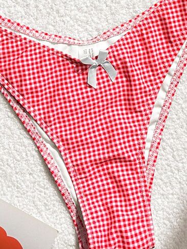 GORGLITTER المرأة عالية قطع ثونغ مجموعة البكيني القوس متقلب الرسن مثلث ملابس السباحة ثوب السباحة in Kuwait