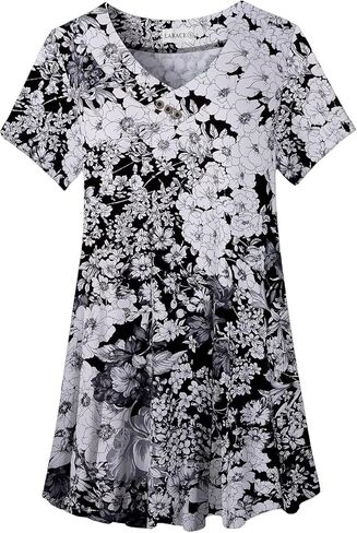 LARACE Plus Size Tops for Womens T Shirts Button Down Summer Clothes Short Sleeve Tunics Casual V Neck Blouses in Kuwait