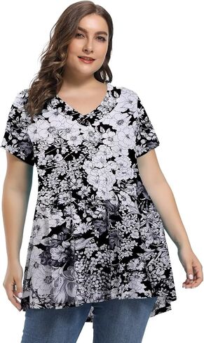 LARACE Plus Size Tops for Womens T Shirts Button Down Summer Clothes Short Sleeve Tunics Casual V Neck Blouses in Kuwait