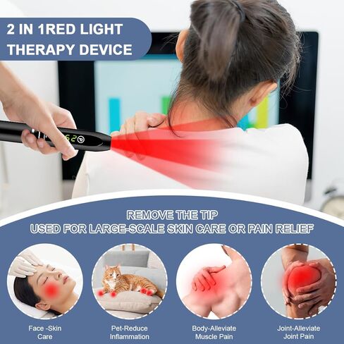 الضوء الأحمر، القرحة الباردة، عصا الضوء الأحمر، علاج قرحة الهربس، علاج الشفاه، جهاز تخفيف البثور للحمى، لعضلات الأنف والأذن والفم، جهاز الضوء الأحمر متعدد الوظائف 2 في 1 للجسم مع النظارات in Kuwait