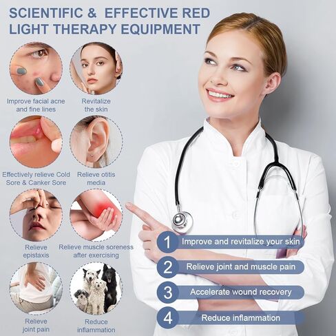 الضوء الأحمر، القرحة الباردة، عصا الضوء الأحمر، علاج قرحة الهربس، علاج الشفاه، جهاز تخفيف البثور للحمى، لعضلات الأنف والأذن والفم، جهاز الضوء الأحمر متعدد الوظائف 2 في 1 للجسم مع النظارات in Kuwait