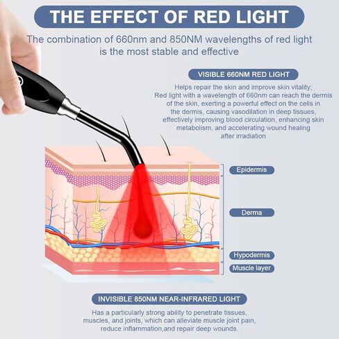 الضوء الأحمر، القرحة الباردة، عصا الضوء الأحمر، علاج قرحة الهربس، علاج الشفاه، جهاز تخفيف البثور للحمى، لعضلات الأنف والأذن والفم، جهاز الضوء الأحمر متعدد الوظائف 2 في 1 للجسم مع النظارات in Kuwait