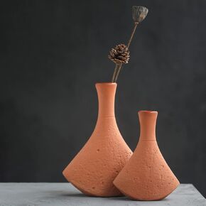 Terracotta Vases Sets, Farmhouse Decor, Ceramic Vases for Flower, Wide Mouth Vases for Decor, Rustic Home Decor Vases for Flowers, Living Room Decor, Table Decor, Shelf Decor, and Accessories (3)