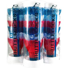 EastPoint Badminton Shuttlecocks for Badminton, 3 Containers (18Pcs) Red, White/Clear, Blue Indoor/Outdoor Birdies