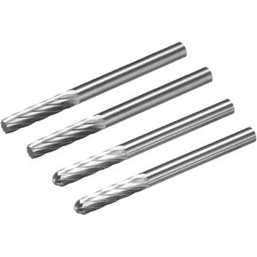 uxcell Tungsten Carbide Rotary Files 1/8" Shank, Single Cut Cylindrical Radius End Rotary Burrs Tool 3mm Dia, for Die Grinder Drill Alloy Steel Hard Metal Carving Polishing, 4pcs