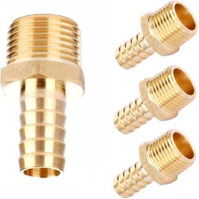 4Pcs 3/8" NPT Male Thread x 3/8" Hose Barb Fittings,3/8 Brass Barb Fittings Adapters with 2Pcs Sealing Tapes