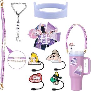 Stanley Cup Accessories Set Including 4pcs 10mm Stanley Straw Cover Cap, 1pc Stanley Cup Holder, 1pc Stanley Cup Charm, Stanley Accessories for Stanley Tumbler with Handle