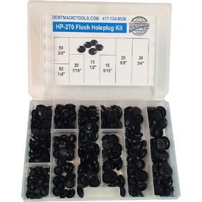 250 Count Flush Hole Plug Kit 1/4" to 3/4" Size Plastic Body and Sheet Metal Hole Plug PDR Paintless Dent Repair HP-270 DentMagicTools.com