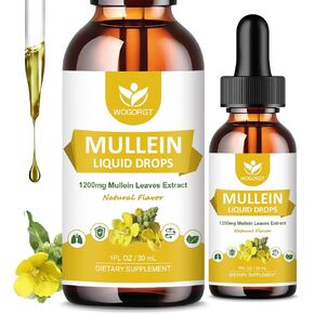 (2 Pack) Mullein Drops for Lungs - 1200mg Mullein Leaves Extract with Elderberry, Marshmallow Root and Orange Peel, Mullein Liquid Drops for Immune, Lungs Cleanse and Respiratory Support, Vegan - 30mL