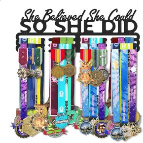 Medal Holder Display Hanger Rack Storage Steel Wall Mounted Fame Black Metal Sports Marathon Running Soccer Gymnastics Large-capacity Sturdy Wall Decor Motivational Slogan Race Medals
