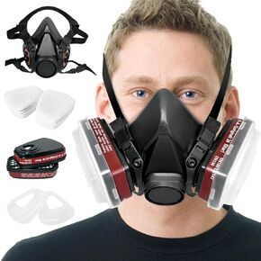 Full Face Respirator Mask - Gas Mask with Filters for Chemical, Paint Vapors, Gases, Dust, Sanding, Welding, Woodworking, Machine Polishing